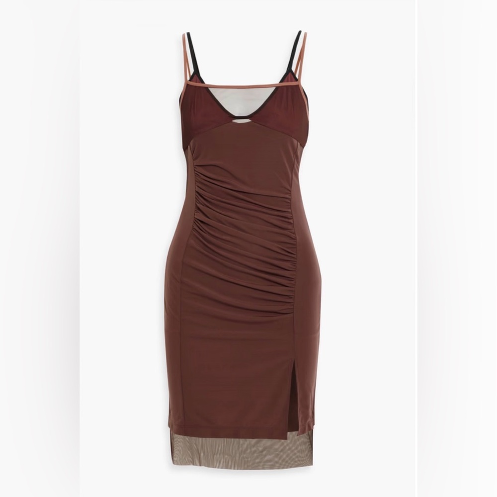 NWT HELMUT LANG Layered mesh and jersey mini dress